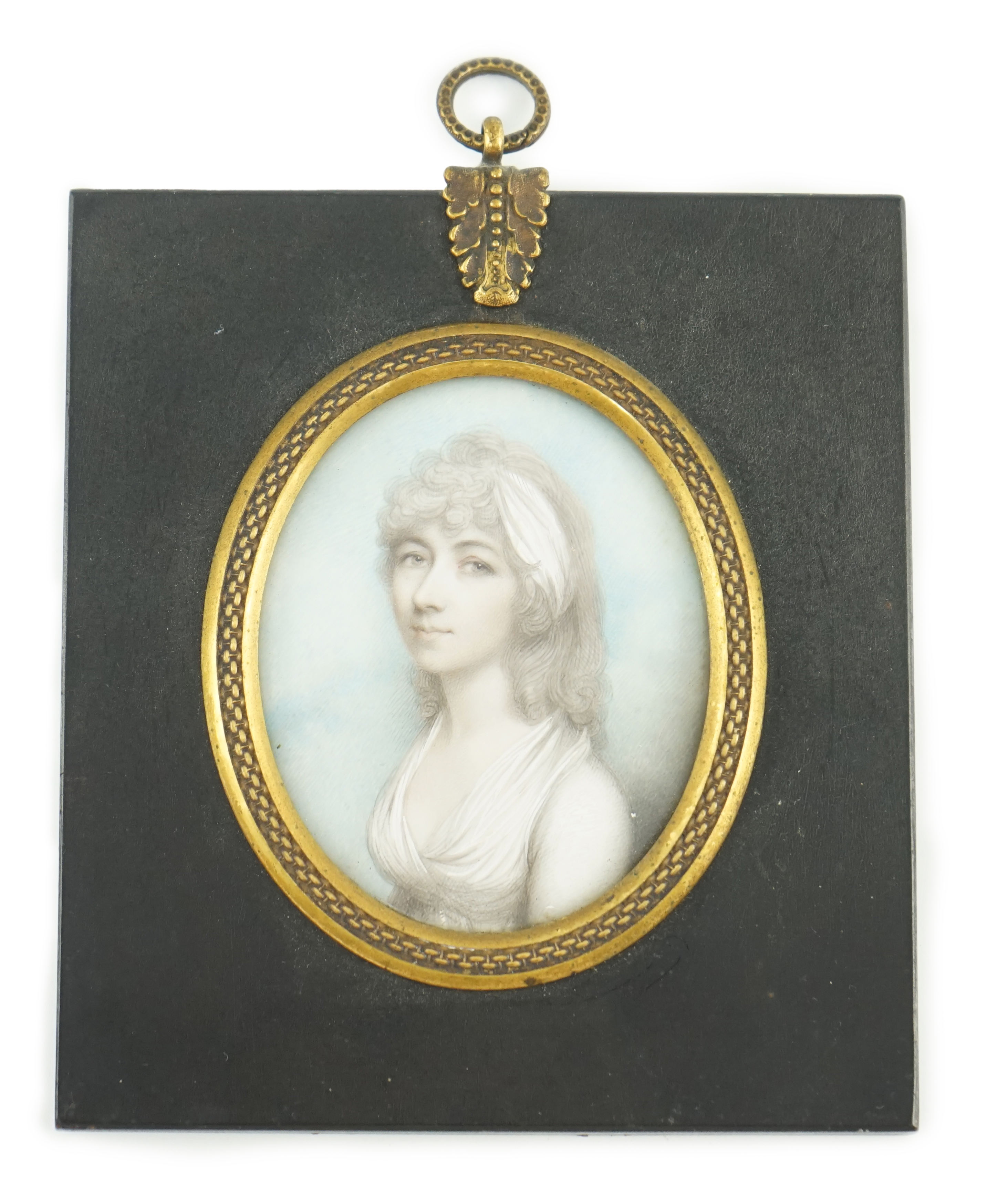 Andrew Plimer (1763-1837), Portrait miniature of Lady Harriet Silvester, watercolour on ivory, 7.3 x 6cm. CITES Submission reference YATL7XKD